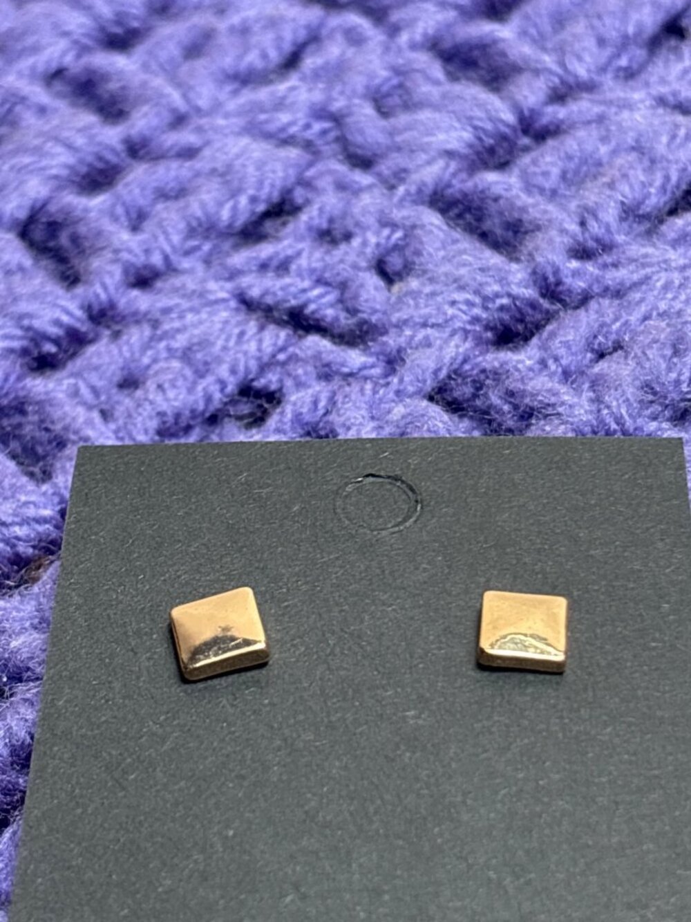 Square Goldtone Stud Earrings 0.25 inch